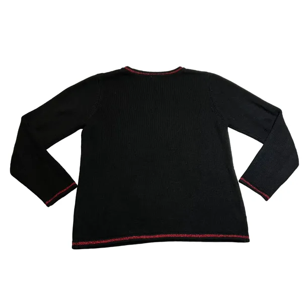 Women's Merry Christmas Crewneck Pullover Knit Sweater Size Medium Holidays - Image 2