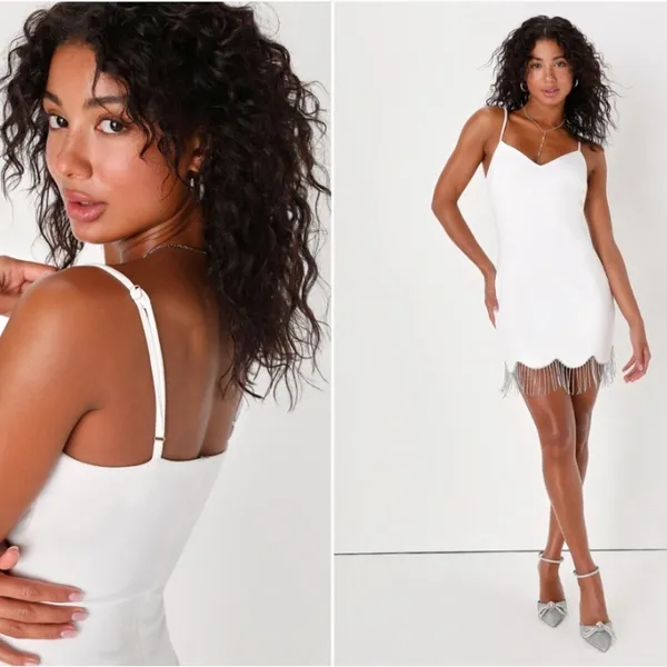 LULUS Bridal Bachelorette Engagement Bridal Shower Sexy Sequin Halter Mini Dress - Image 4