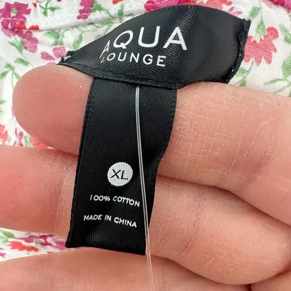 Aqua Lounge Size L Ruffle Sleeve Cotton Poplin Button Front Tank Pajama Top‎ NWT - Image 2