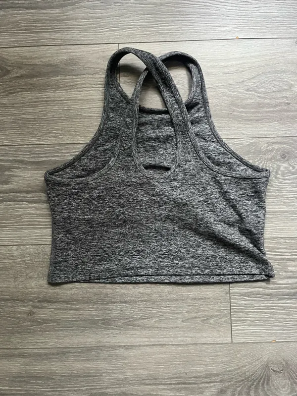 Beyond Yoga Gray Space Dye Longline Shelf Bra Cropped Tank Crossover Straps XL - Image 2