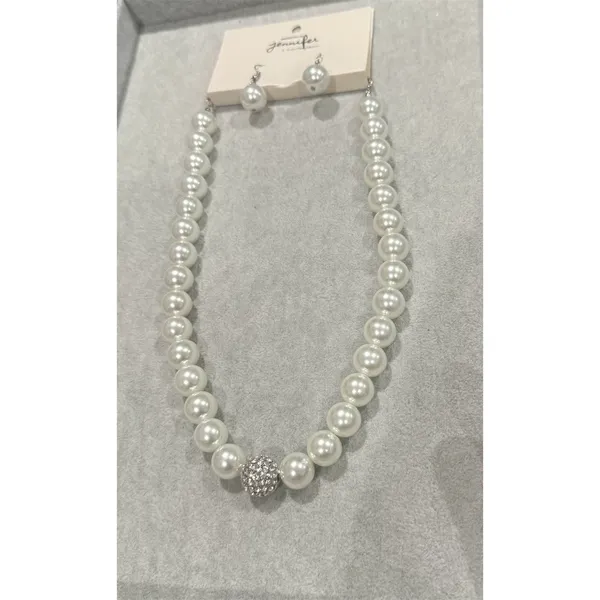 Jennifer Faux Pearl Necklace Earrings Set Ivory Bridal vintage inspired coquette - Image 4