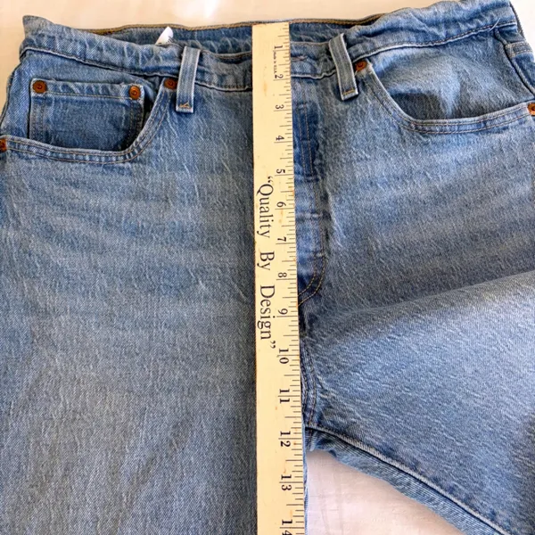 Levis 501 S High Rise Skinny Jeans Light Wash Raw Hem‎ Button Fly Denim 31x28 - Image 10