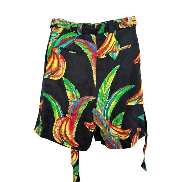 FARM RIO Preta Tropical Banana Floral Linen High-Waisted Shorts Size XS NWT - Image 3