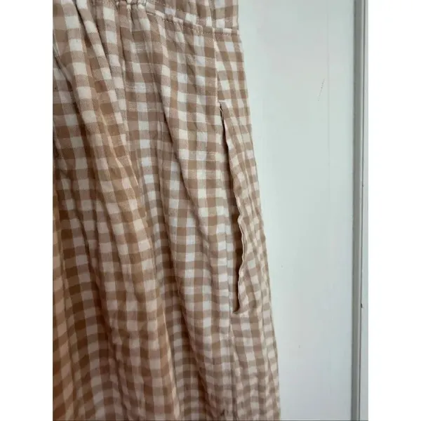 Abercrombie & Fitch checkered gingham tan mini dress size xs - Image 5