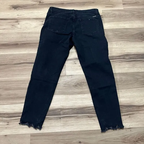 Kancan stretchy black metal ring moto13/30 raw hem jeans - Image 4