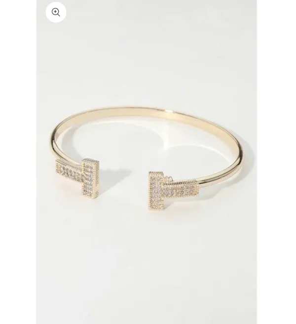 Stone Paved T Tip Cuff Bracelet - Image 2