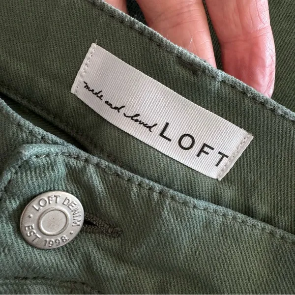 Ann Taylor LOFT High Rise Wide Leg Utility Jeans Army Green Mountain Rosemary - Image 9