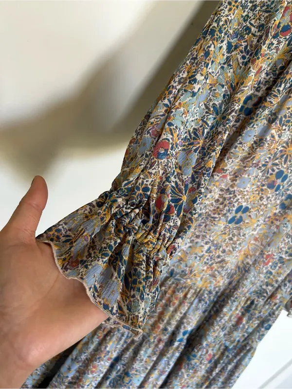 Free People Feeling Groovy Floral 70’s Style Boho Hippie‎ Maxi Dress Size XS - Image 7