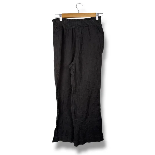 Faherty Women's‎ Gauze Smocked Waist Wide Leg Crop Pants Gray Size S - Image 4