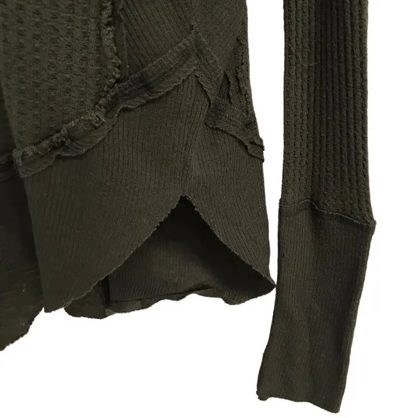 We‎ The Free army green waffle knit thermal long sleeve top S - Image 3