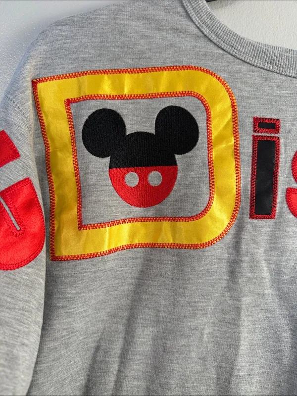 Disney Gray Sweatshirt with Red & Yellow Appliqué size medium - Image 3