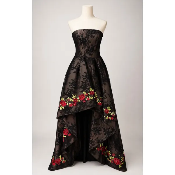 Sherri Hill 51252 Black Lace‎ Floral Embroidered High Low Gown Size 0 New! - Image 5