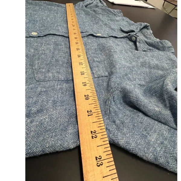 GAP Womens Blue Linen Blend Chambray Style Long Sleeve Button Down Shirt Large - Image 6