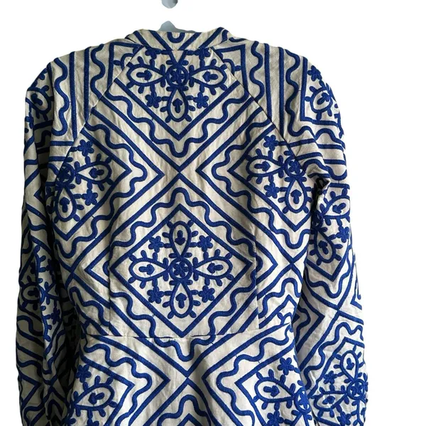 Sézane NWT Alizia Dress Sz 38 Linen Cotton Blend Texuted Embroidered - Image 16
