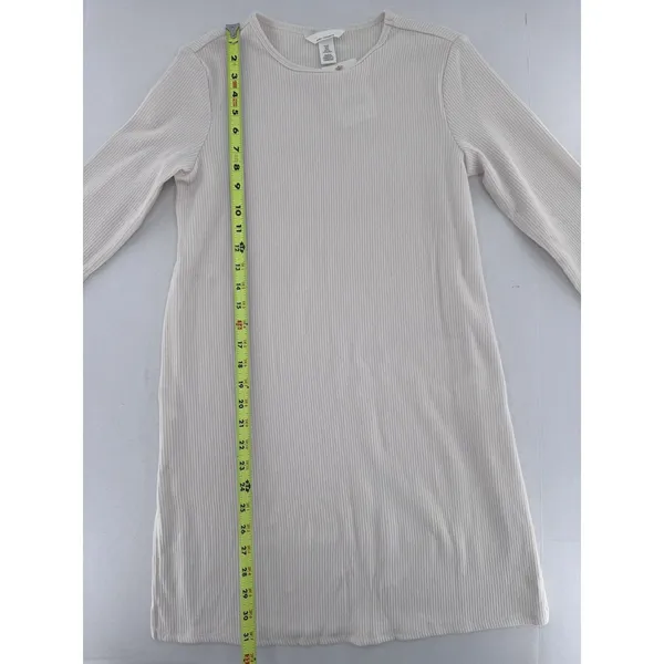 H&M Maternity Mama Long Sleeve Shirt Ribbed Basic Crewneck Minimalist Ivory - Image 4