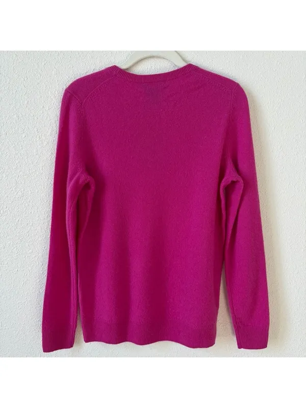 C By Bloomingdale’s 100% Cashmere Crewneck Sweater Size Small Cherry Blossom - Image 2