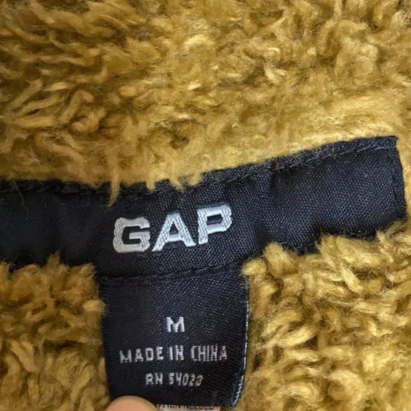 Y2k 00s Gap denim vest with faux fur‎ tan collar and lining Size M C25 - Image 6
