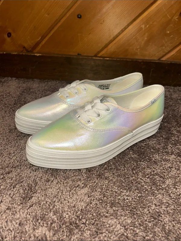 Keds point platform sneaker in rainbow iridescent NWOT - Image 2