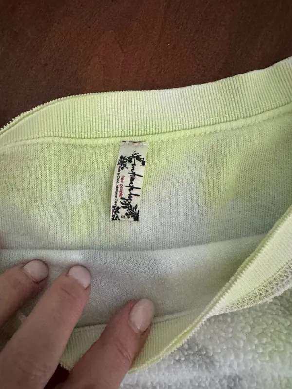 Free People Crewneck Sweater in White and Light Green Tie-Dye - Image 2
