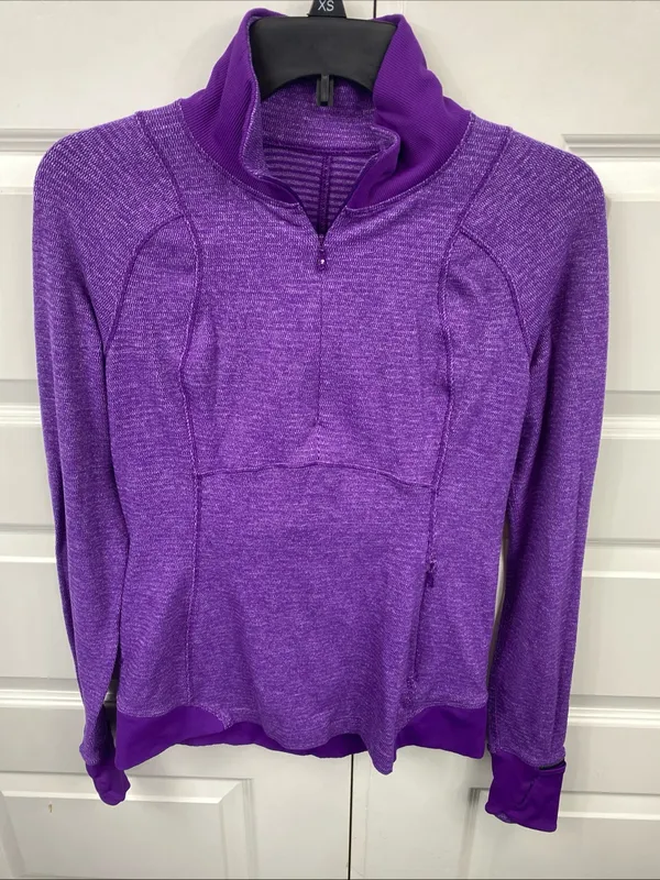 Lululemon Runderful Jacket 1/2 Zip Purple Women’s Pocket Thumbholes 8 outerwear - Image 8