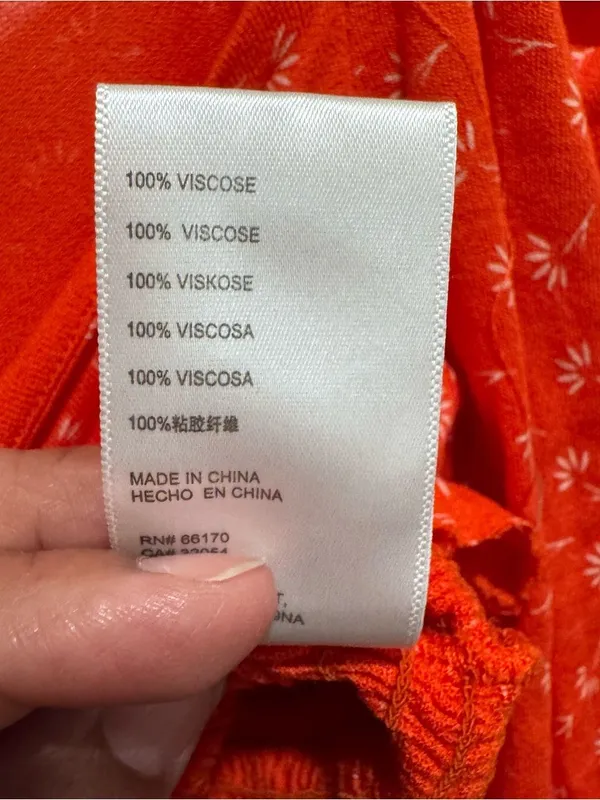 Urban Outfitters Orange Floral Smocked Tie-Front Long Sleeve Crop Top - Image 9