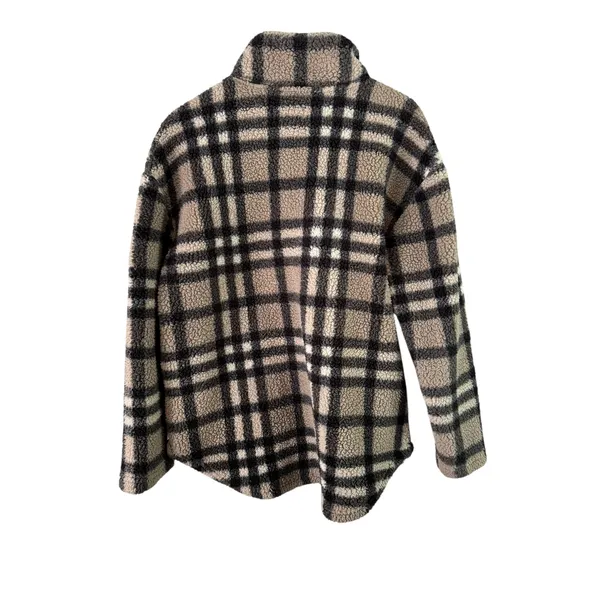 Koolaburra‎ by UGG Plaid Fleece Pullover Quarter Zip Jacket Women's Medium Tan - Image 6