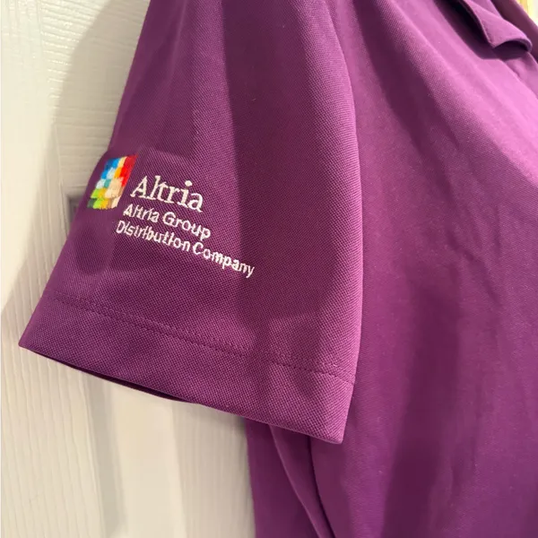 Nike Golf Dri-FIT Purple Polo Shirt Womens Medium NWT Altria Logo Top 354067-543 - Image 2