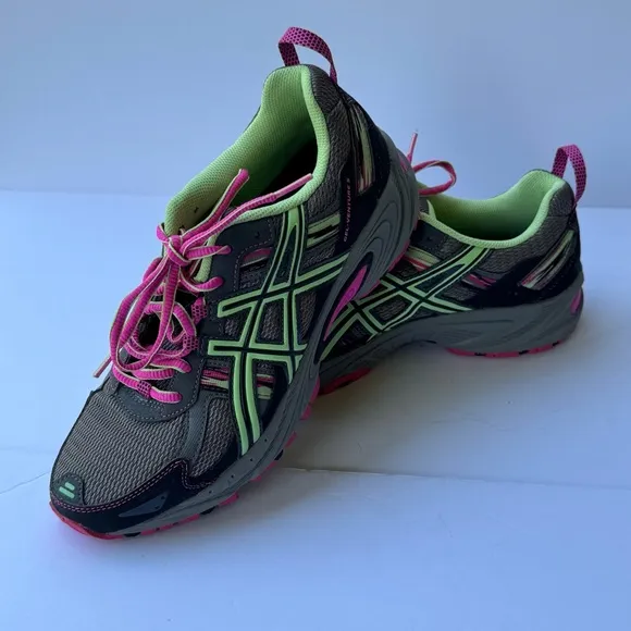 ASICS Gel Venture 5 Trail Running Shoes Women’s Size 9 Gray Pink Green - Image 2