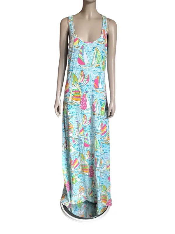 Lilly Pulitzer Blue Sail Boat Maxi Dress - Image 2