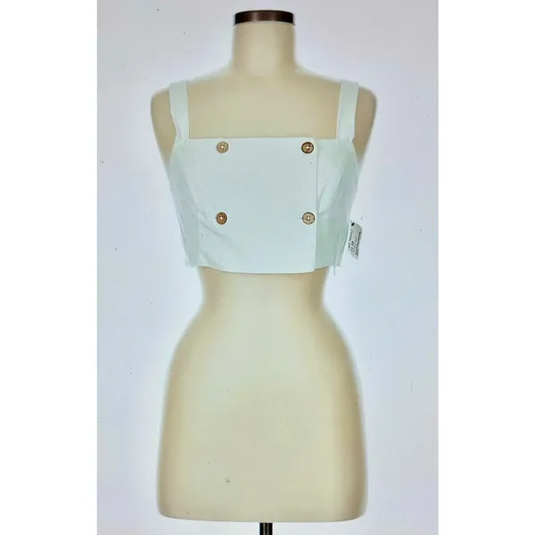Free People This is Love 4 Button Crop Top White Med - Image 6
