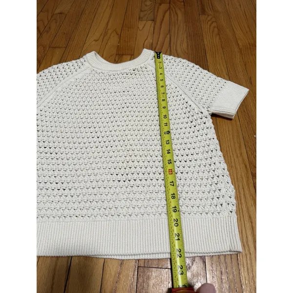 Varley Alva Knit Short Sleeve Sweater in Egret Size Medium - Image 9
