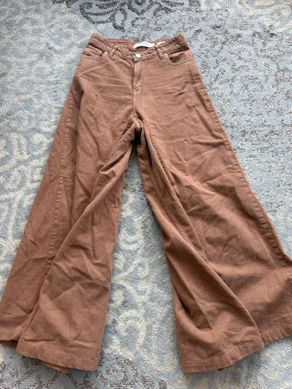 Rapsodia Wide Leg Palazzo Pants Skirt Style Boho Flowy Terracotta Brown 26 - Image 5