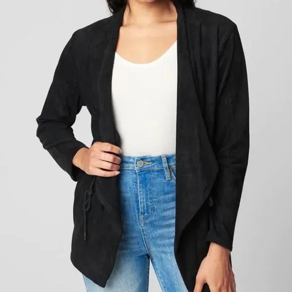 Blank NYC Domino Vegan Suede Draped Moto Style Jacket - Image 3