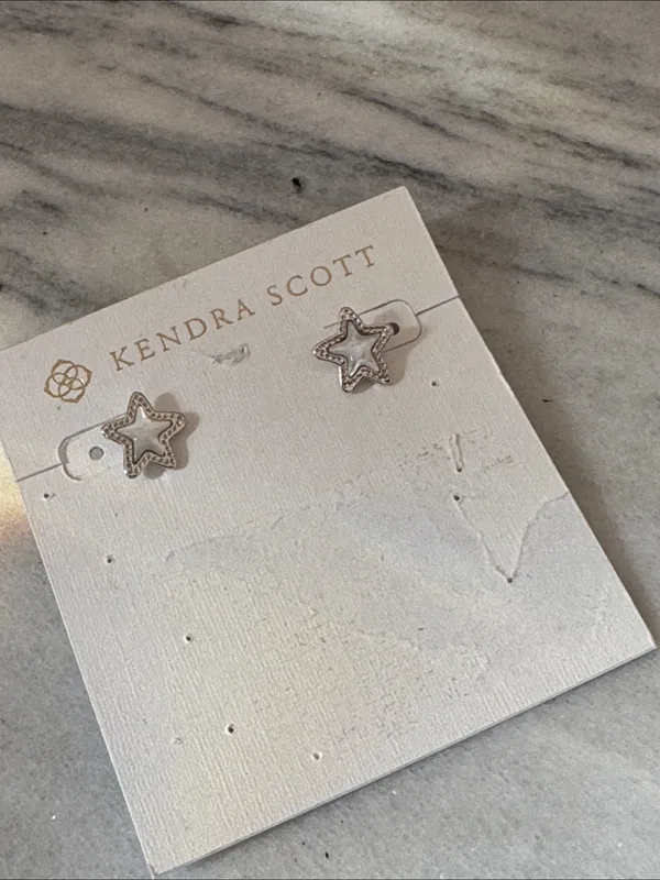 Kendra Scott Jae Silver Star Stud Earrings Ivory Shell new - Image 2