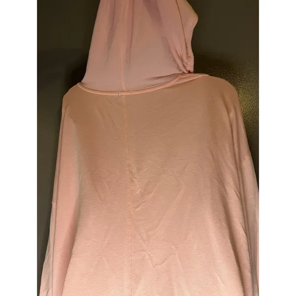Aerie Shirt Womens XL Pink Terry Hooded V Neck Dolman Long Sleeve Tunic Top - Image 7