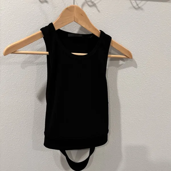 Helmut Lang Black Sleeveless Women's ribbed‎ tank size large - Image 4