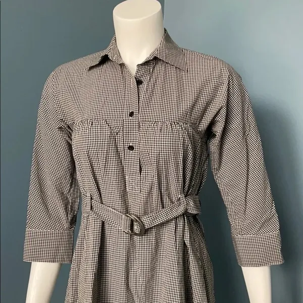 Theory Black & White Belted Gingham Dress size 2 - Image 3