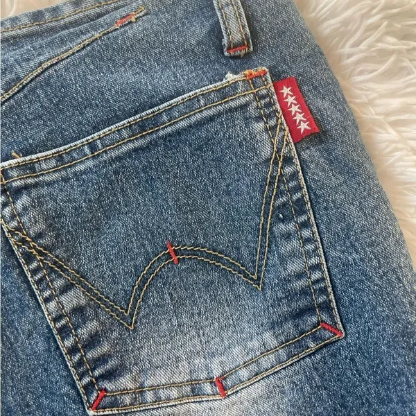 Y2K Flare Jeans Bird Graphic Studded Denim Low Rise Size 30 - Image 8