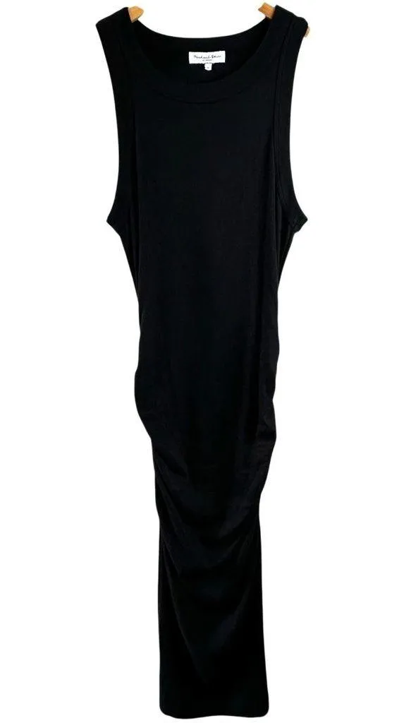 Michael Stars Black Wren Midi Dress with Slit Ribbed Knit Size Medium - Image 2