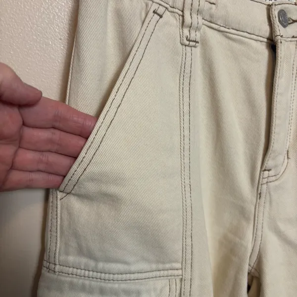 PacSun Women's‎ Elastic Waist Cargo Pants Utility Pockets Beige Size Small - Image 3