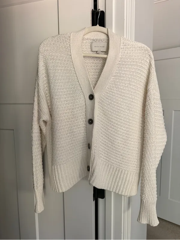 Brochu Walker Sia Ivory Chunky Knit Button-Front Cardigan Sweater - Image 2