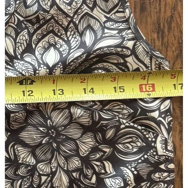 Beth Bowley 100% Silk Dress Geometric Lace Print Velvet Trim Belted Womens Size - Image 9