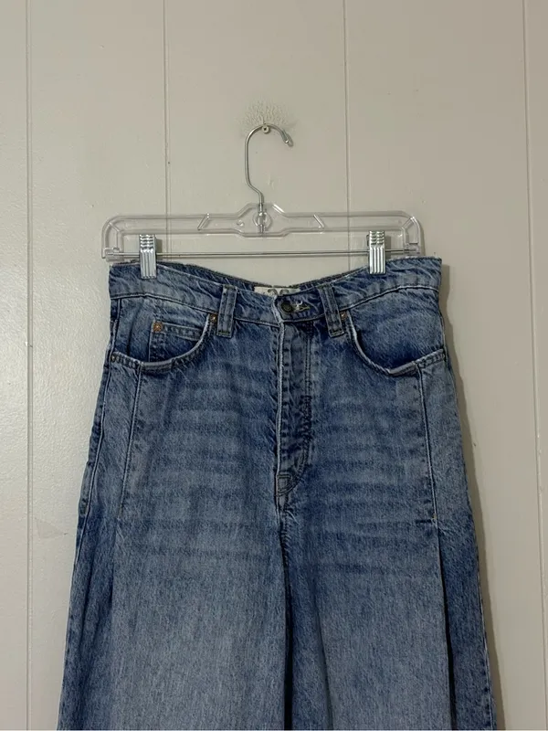 We The Free Old West Slouchy Jeans High Rise Wide Leg Blue Size 28 - Image 3