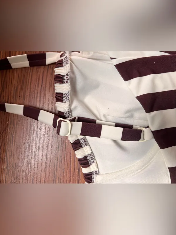 Onia Marilyn One Piece Swimsuit Brown Cream Stripe Underwire Bustier NWT $225 - Image 10