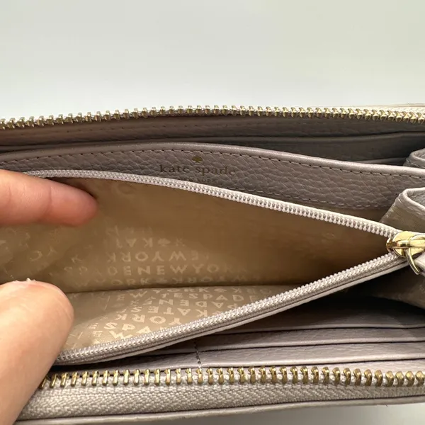 KATE SPADE New York Gray Soft Zip Around Accordion Wallet - Image 7