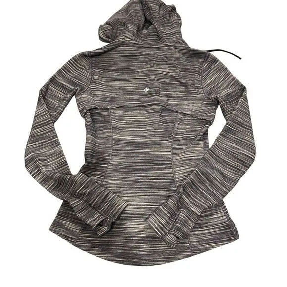 Lululemon Women’s 6 Hoodie Define Jacket Heathered Black White Full‎ Zip Sporty - Image 7