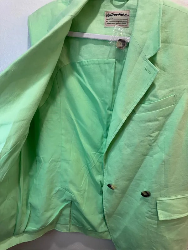 Free People NWOT 100% Linen Vest Green Light Lime Bright‎ Young Things Size M - Image 11