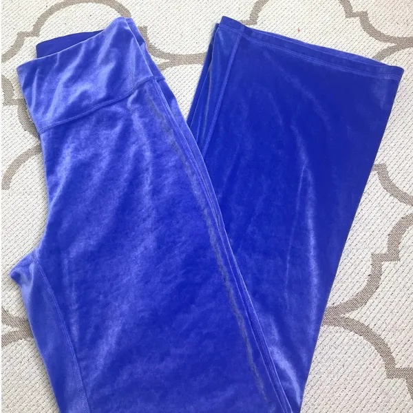 Athleta Elation Velvet Flare Pants Purple Size Medium 32” Inseam High Rise - Image 2