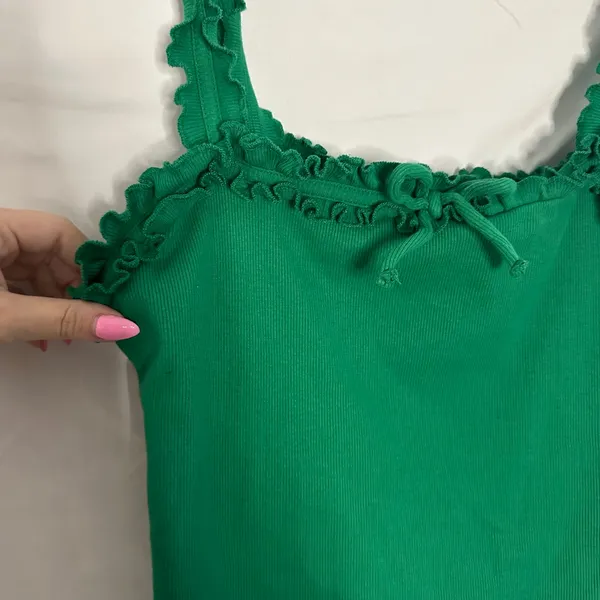Maeve Anthropologie Ruffled Cami Top Green Size Large - Image 3