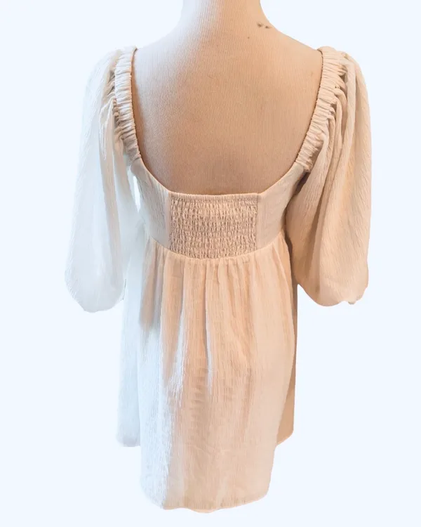 Wayf Ripton Puff Sleeve Babydoll Dress White Flirty Relax Fit S - Image 3